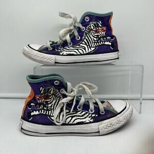 Converse Shoes Kids 12.5 All Star Chuck Taylor High Zebra Purple